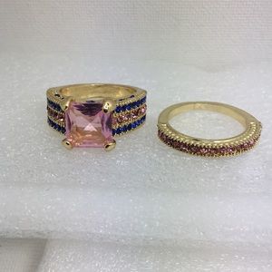 Pink/Blue Wedding Ring Set Size 8-8.5.